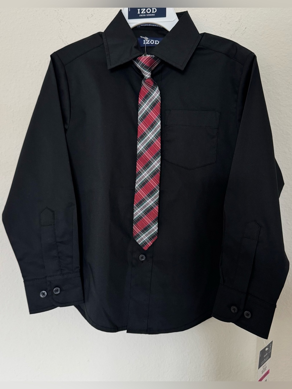 Boys IZOD Long Sleeve Dress Shirt & Clip-On Tie Set
